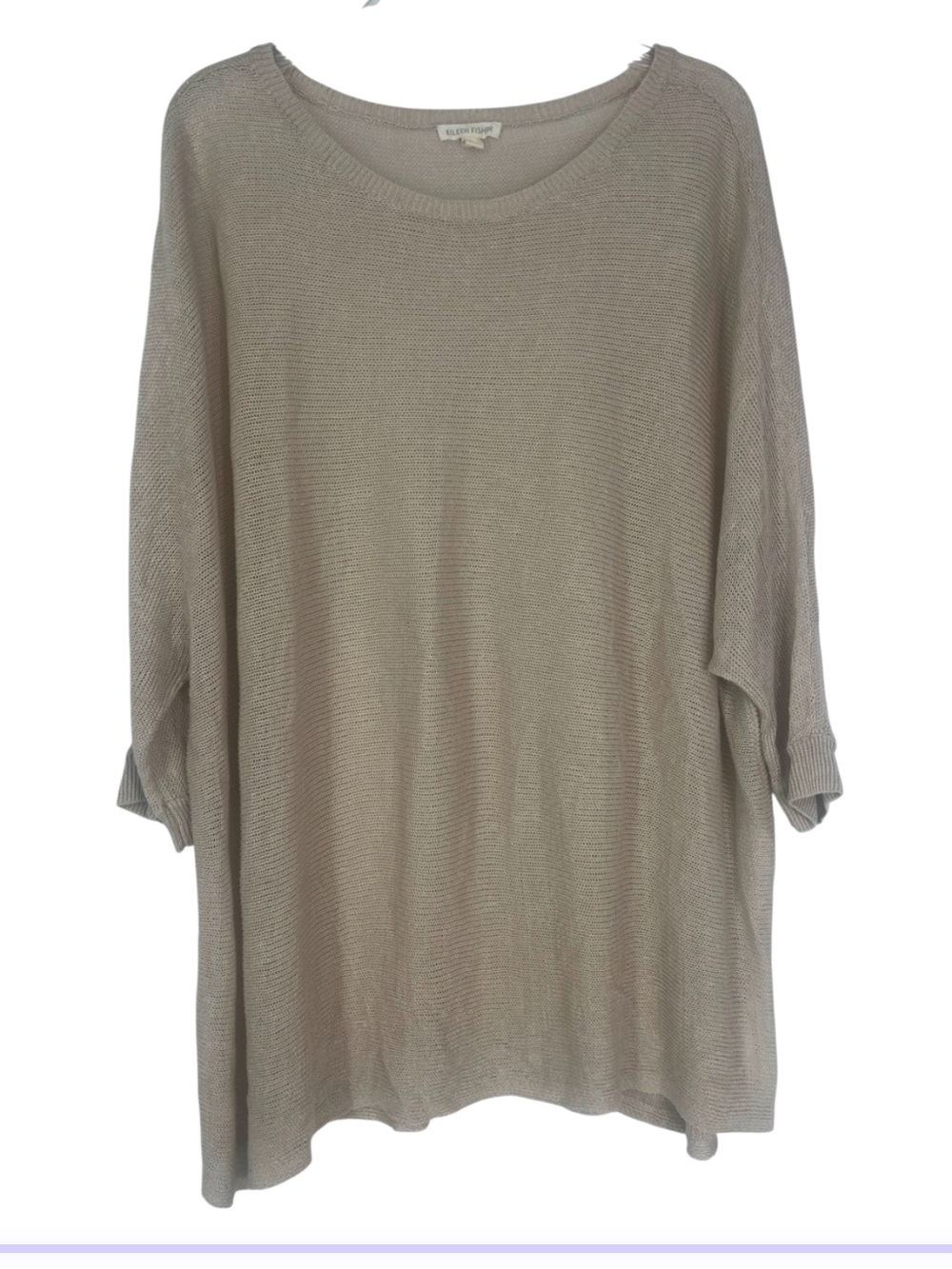 Eileen Fisher Oversized Linen-Blend Knit Tunic in Taupe-Beige - Picture 2 of 10